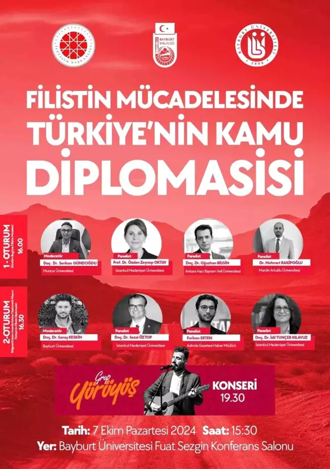 Filistin Mücadelesinde Türkiye'nin Kamu Diplomasisi Paneli Bayburt'ta Düzenlenecek