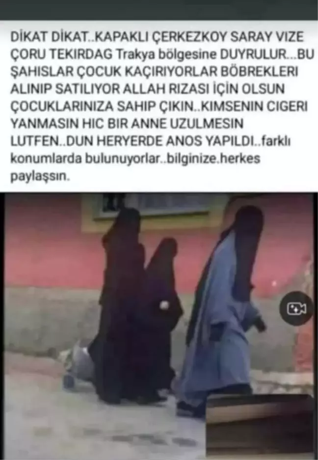 Tekirdağ'da çocuk kaçırma paylaşımları için 'gerçek dışı' açıklaması