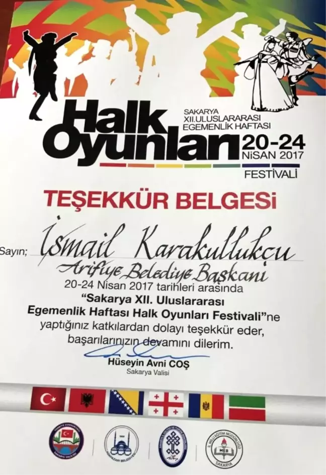Ziya Cevherli'den Başkan Karakullukçu'ya Teşekkür Belgesi