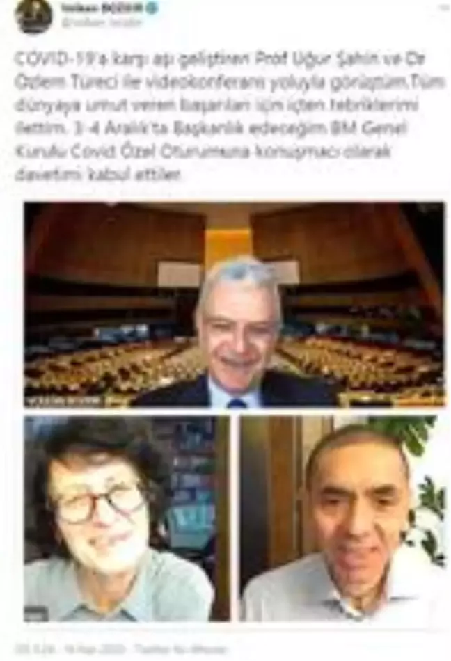 BM Genel Kurulu Başkanı Bozkır'dan Uğur Şahin ve Özlem Türeci'ye davet
