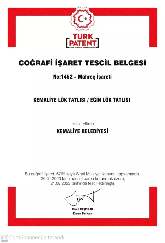 Kemaliye Eğin Lök Tatlısı Coğrafi İşaretli Ürün Olarak Tescillendi