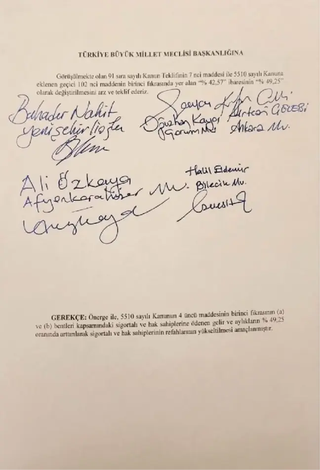 AK Parti, SSK ve Bağ-Kur emekli aylıklarına zam önerisi sundu