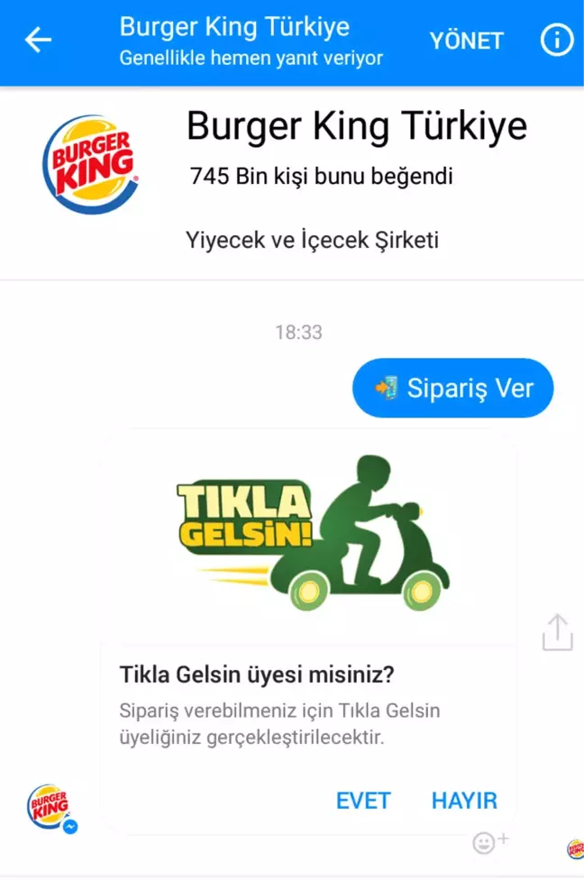 Burger King® Facebook Üzerinden Sipariş Dönemini Başlattı