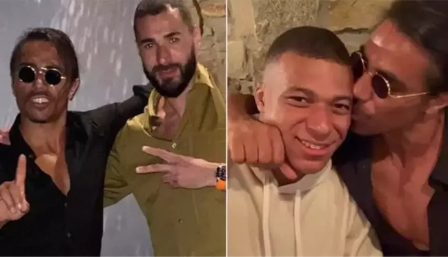 Nusret, dünyaca ünlü futbolcuları ağırladı! Mbappe'yi öptüğü anlar büyük ilgi gördü