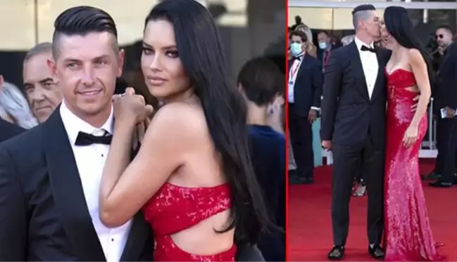 Göbeği hemen fark edildi! Kırmızı halıda sevgilisini öpücüklere boğan Adriana Lima'yla ilgili hamilelik dedikodusu