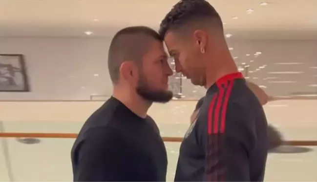 İki efsane burun buruna geldi! Khabib ile Ronaldo'nun o anlarına yağmur gibi beğeni yağdı