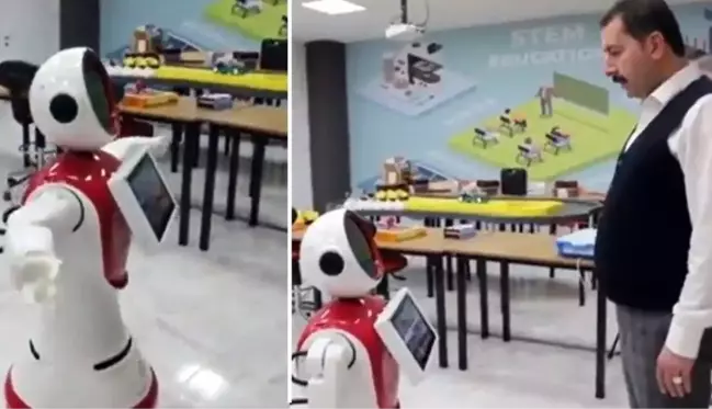 Teknoloji böyle zulüm görmedi! Belediye Başkanı robota kendini övdürüp 