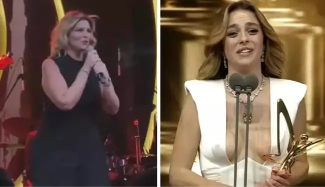 Sahneye çıkıp şarkı söyleyen Pelin Öztekin, Melis Sezen'in sözlerini tiye aldı: Mikrofonu tutuyorum çünkü elimde