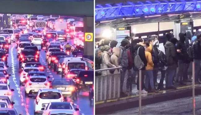 İstanbul'da yağmur hayatı felç etti! Yollar ve metrobüs tıklım tıklım