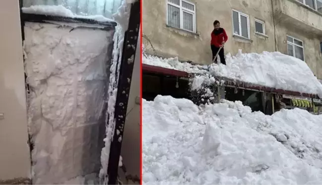 Fotoğraf Ordu'dan! Dışarı çıkmak isteyen vatandaş, kardan duvarla karşılaştı