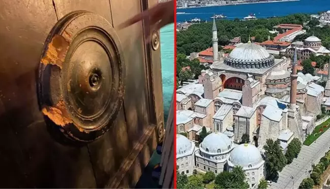 Ayasofya'nın 1400 yıllık tarihi kapısı tahrip edildi