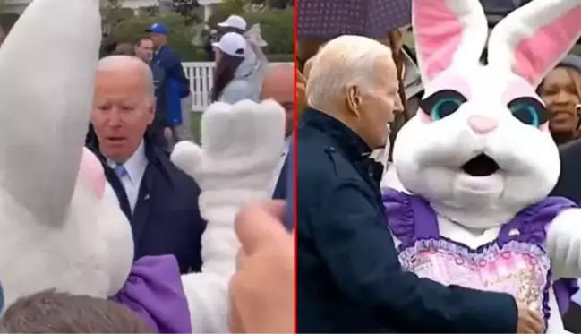 Biden bu kez de Paskalya tavşanının gazabına uğradı! Bir anda önüne atlayıp arkasından el salladı