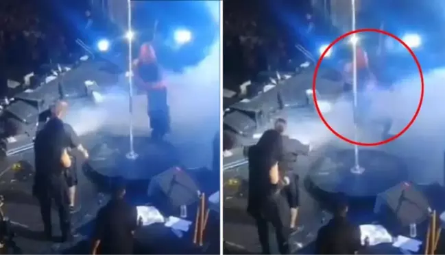 Hayko Cepkin, konserde kucağına almaya çalıştığı direk dansçısıyla birlikte yere kapaklandı