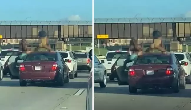 Trafikte bunalan kadın aracın üstünde twerk yaptı, sürücüler dondu kaldı