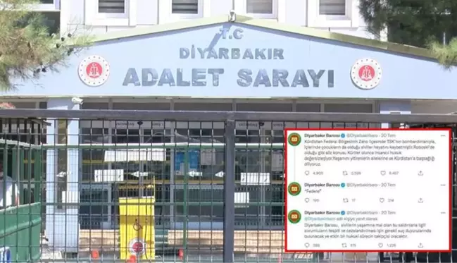 Diyarbakır Barosu'nun Zaho'daki saldırıdan TSK'yı sorumlu tutan paylaşımına inceleme