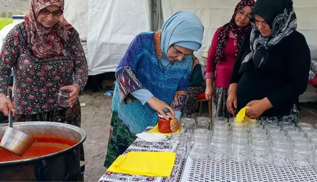 Ankara'da renkli görüntüler! Emine Erdoğan tarlaya girip topladığı domateslerden menemen yaptı