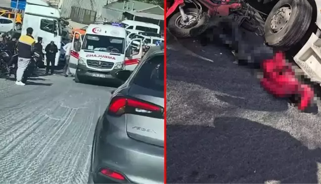 Kavşakta yanından geçmeye çalıştığı tırın altından kalan motosikletli kurye hayatını kaybetti