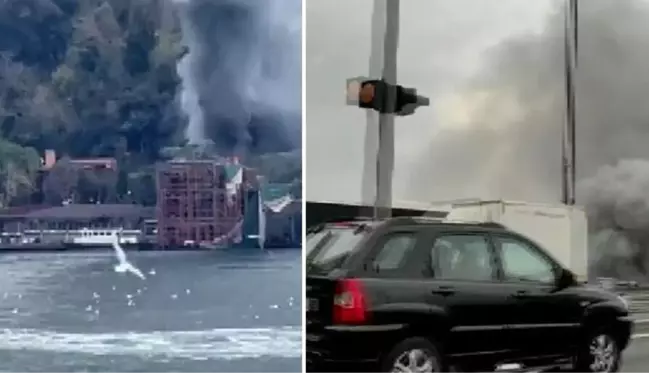 Beykoz'da başlayan yangın, boğazı kara dumanlarla kapladı