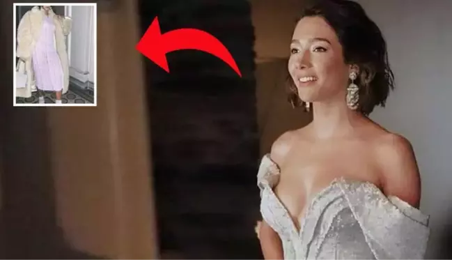 Aybüke Pusat soğuğa aldırmadı! Kabanının önünü açınca transparan elbisesi ortaya çıktı