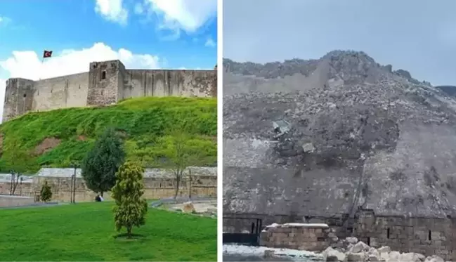 7.7'lük depremde tarihi Gaziantep Kalesi'nin büyük bir kısmı yıkıldı