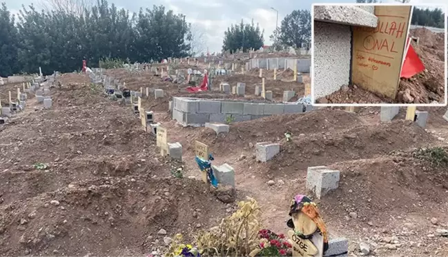 Osmaniye'deki deprem mezarlarının üzerine bırakılanlar duygulandırdı: Süper kahramanım, babam