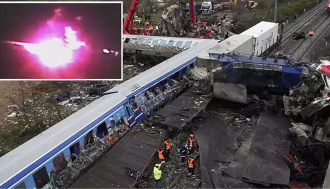Yunanistan'da 43 kişinin hayatını kaybettiği tren kazasının görüntüleri ortaya çıktı