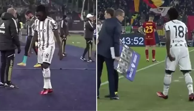 Juventus'un yıldızı Moise Kean, Roma maçında oyuna girdikten 40 saniye sonra kırmızı kart gördü