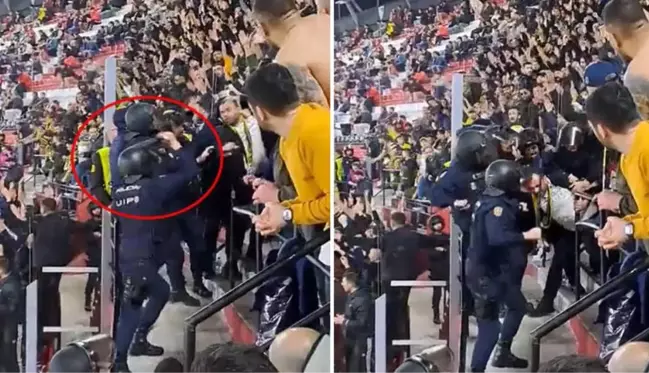 Büyük skandal! Sevilla polisi Fenerbahçeli taraftarlara saldırdı