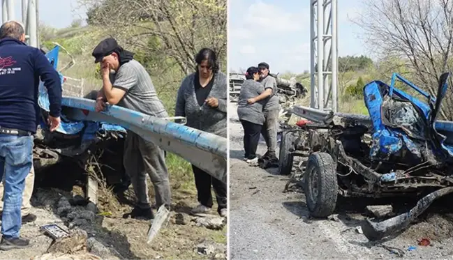 Edirne'de tırın biçtiği kamyonette karı-koca mucize eseri hayatta kaldı! Yakıt bitince araçtan inmişler