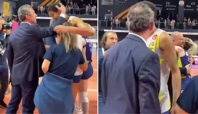 Fenerbahçeli kadın voleybolcu, Ali Koç'un bir anda kafasını tutmasıyla neye uğradığını şaşırdı