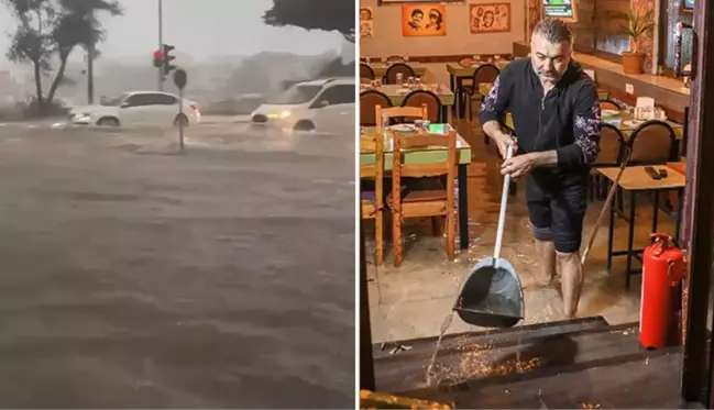 Antalya şiddetli yağmura teslim oldu! Araçlar yolda kaldı, ev ve iş yerlerini su bastı