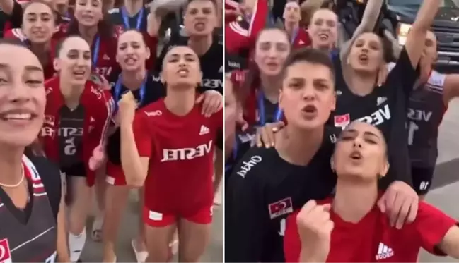 Efsane sporcuya selam çaktılar! Milli voleybolcular söyledikleri zafer şarkısıyla mest etti