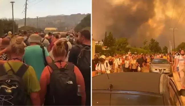 Rodos Adası'nda kabus! Alevlerin sardığı bölgede binlerce turist limanlarda tahliye bekliyor