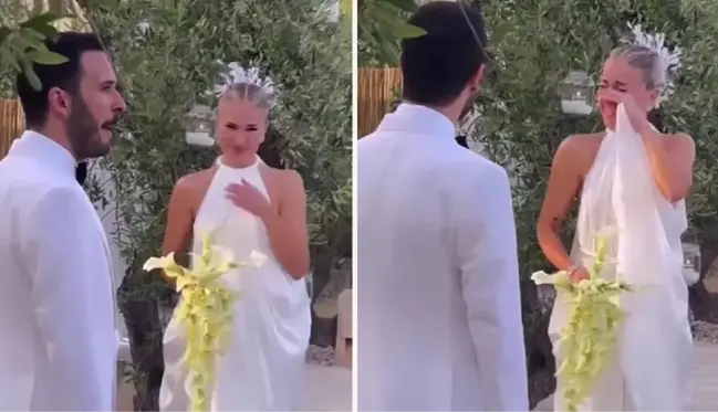 Burcu Esmersoy ve Nazım Akmandil İtalya'da evlendi! Nikaha gelin ve damadın gözyaşları damga vurdu