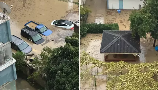 Sağanak yağış Trabzon'da hayatı felç etti! Sokaklar göle döndü, ev ve iş yerlerini su bastı