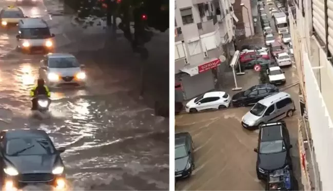 İzmir'de sağanak! Şehrin en popüler semti suyla doldu