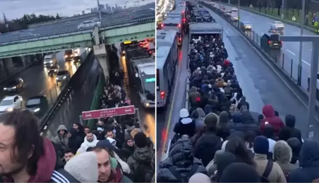 İstanbullunun metrobüs çilesi! Yağmurun altında kalakaldılar