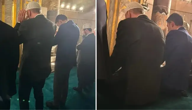 Cumhurbaşkanı Erdoğan Murat Kurum ile birlikte Ayasofya Camii'nde