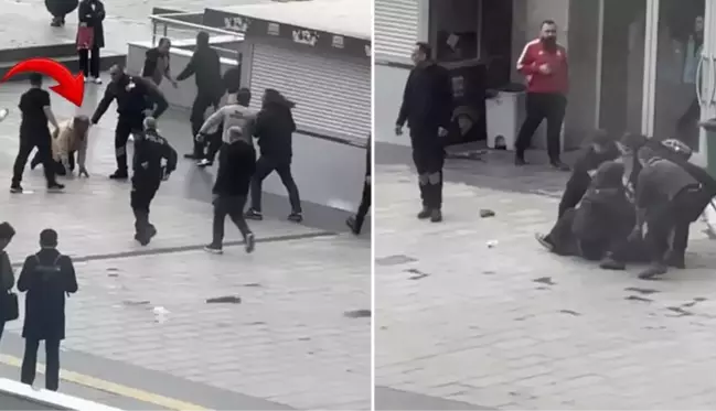 Mahkemelik olan aileler, adliye önünde tekme ve yumruklarla birbirine girdi