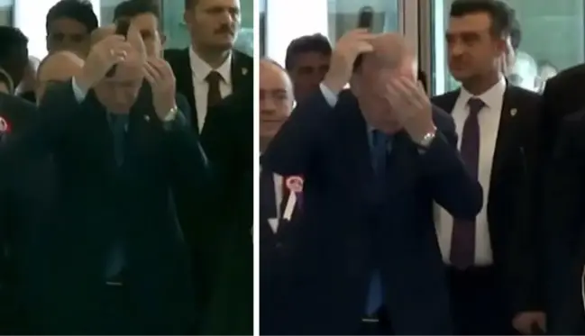 Cumhurbaşkanı Erdoğan, AYM törenine giderken saçlarını taradı