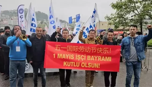 Zonguldak'ta Çinli mühendislerden 1 Mayıs yürüyüşü