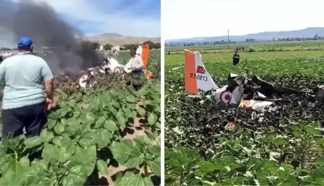 2 pilotun şehit olduğu uçak kazasından ilk görüntüler