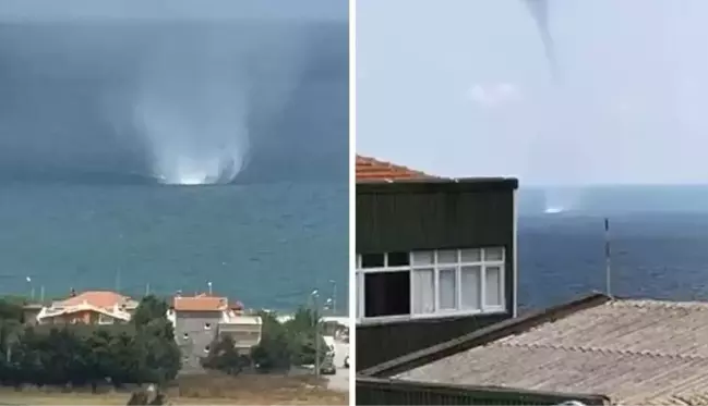 İstanbul Arnavutköy'de denizde oluşan hortum cep telefonu kamerasında