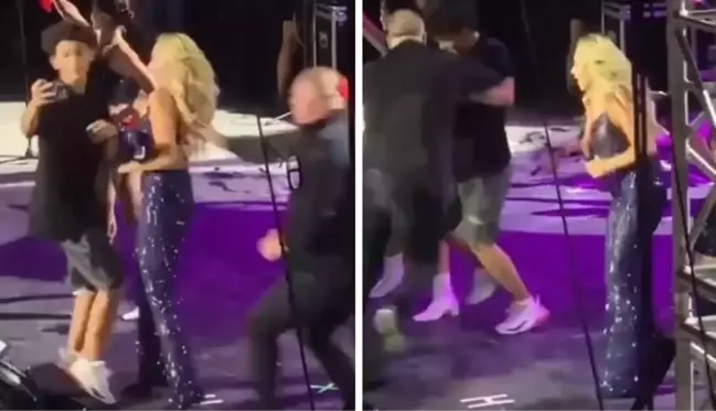 Konserde panik! Hadise ile fotoğraf çektirmek isteyen hayranı sahneye koştu