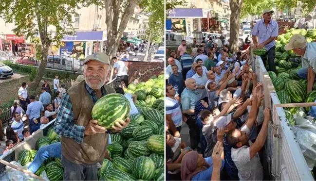 Verim yüksek çıkınca 17 ton karpuzu ücretsiz dağıttı