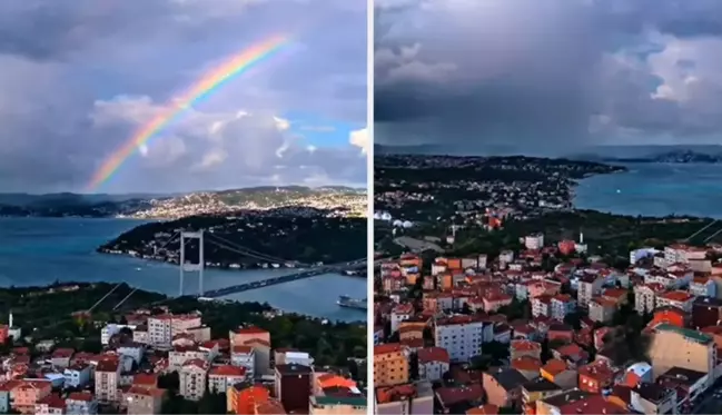 İstanbul'da yağmurun ardından gökyüzünde görsel şölen