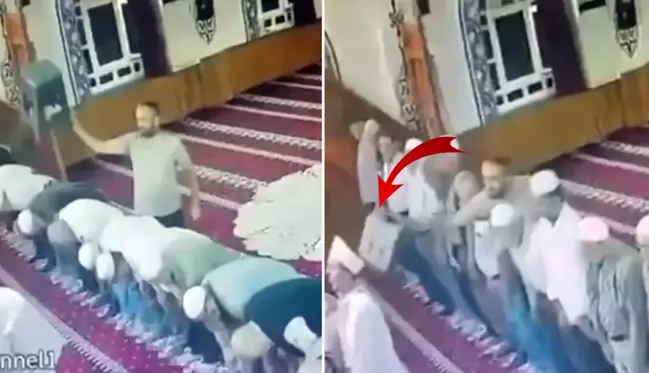 Camide bir garip olay! Namaz kıldıran imama tabureyle saldırdı