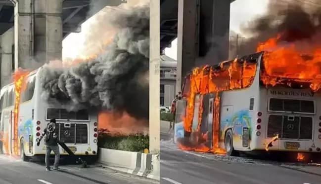 Bangkok'ta öğrenci ve öğretmenleri taşıyan otobüs alev aldı! 25 kişi öldü