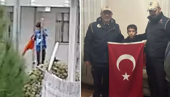 Kayserili çocuğun bayrak sevgisi herkesi duygulandırdı