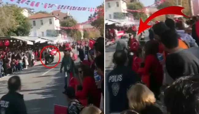 Meslektaşına çarpan motosikletli polis, duramayıp kalabalığa daldı